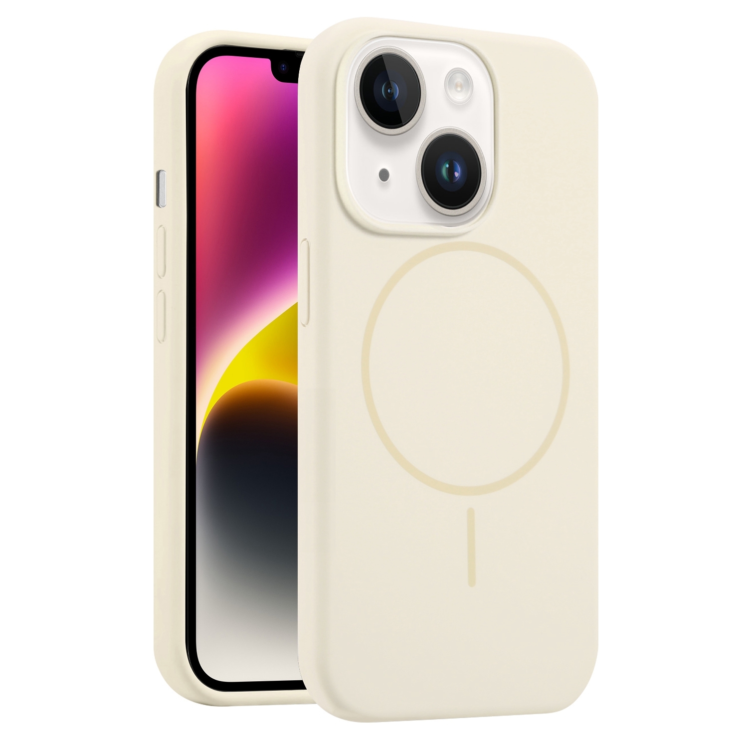 For iPhone 14 Plus Liquid Silicone MagSafe Phone Case(Cream Yellow) - Shopkiz.com