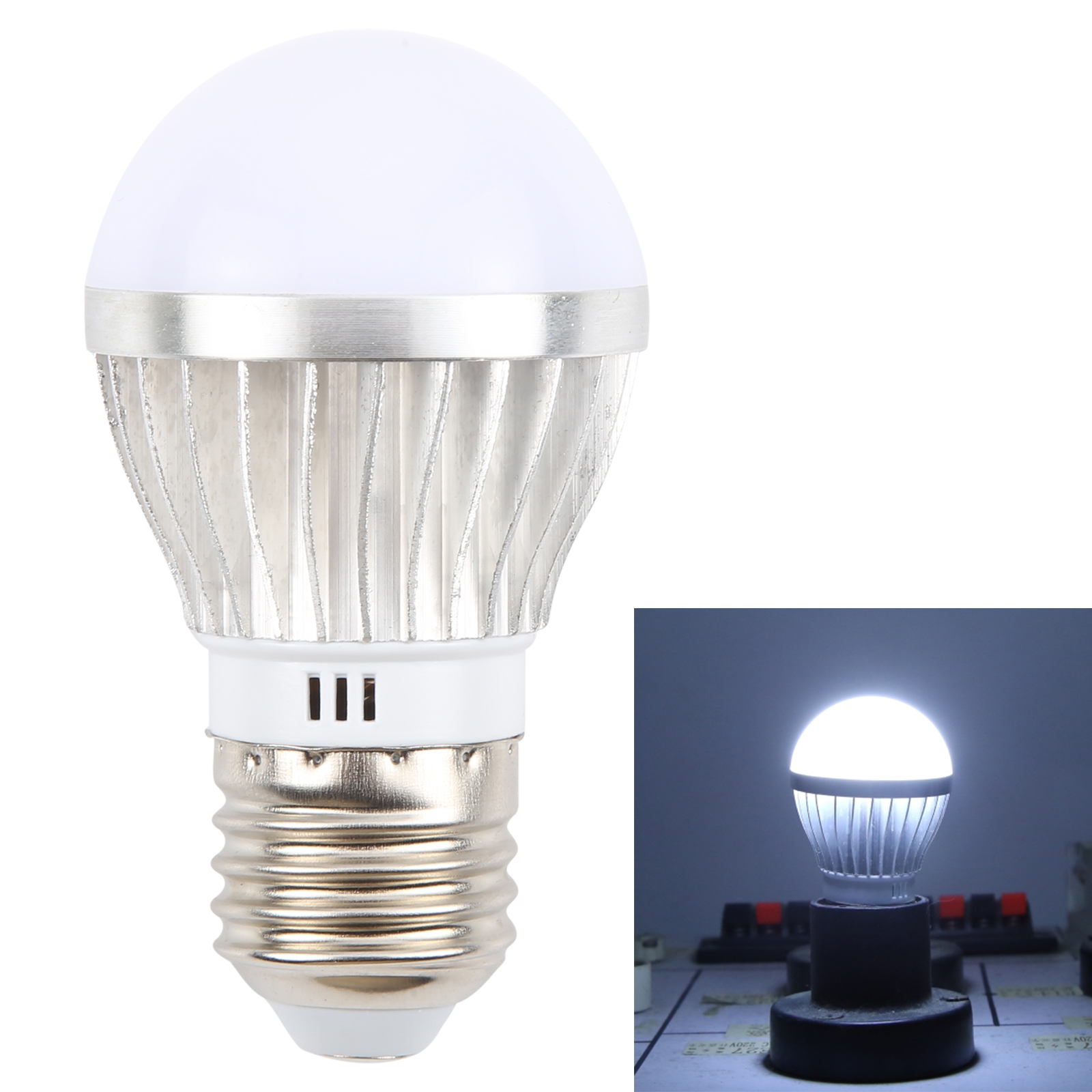 E27 3W 300 Lumens LED Ball Steep Light Bulb, Voltage:DC 5V(Cold White Light) - Shopkiz.com