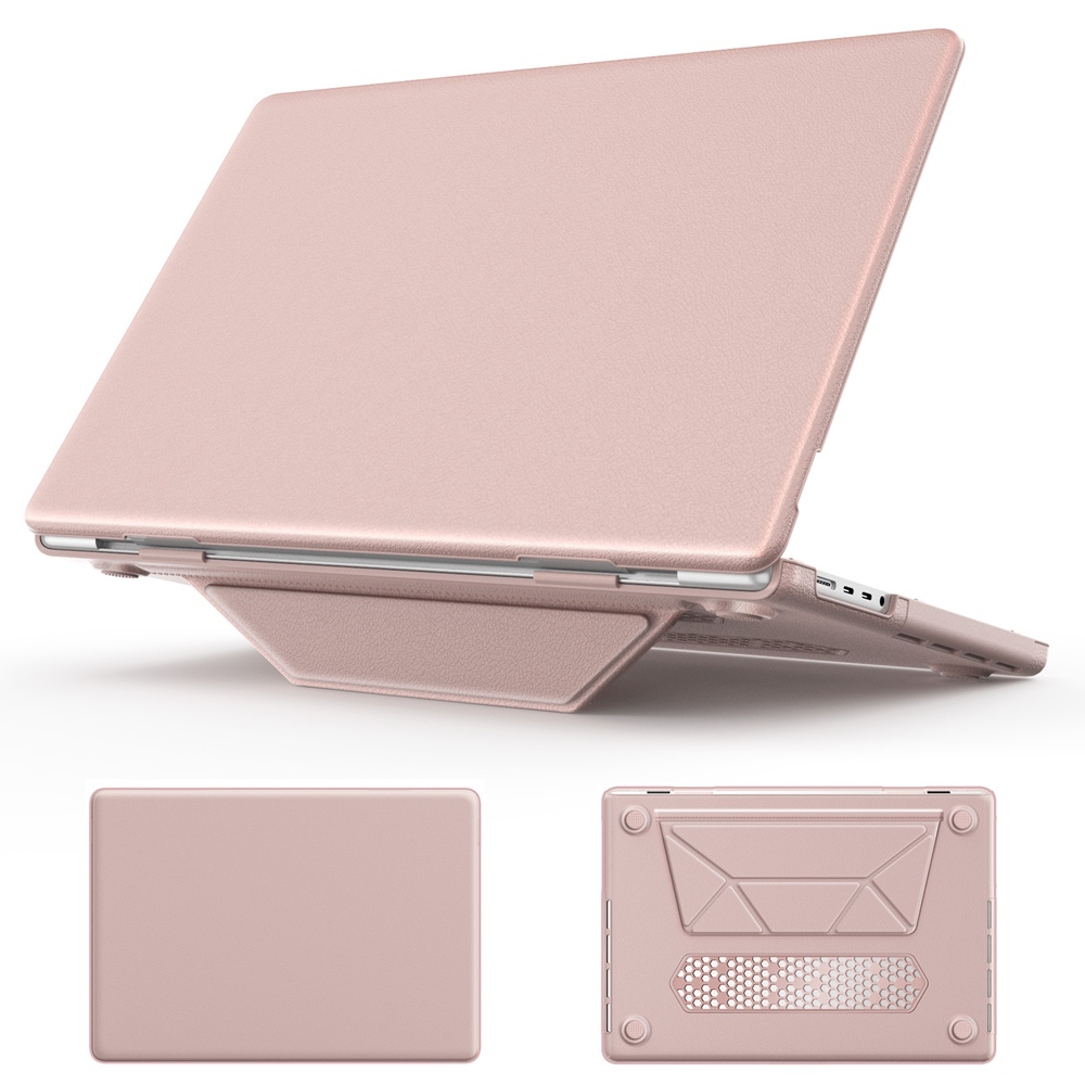 For MacBook Pro 16.2 inch A2991 / A2485 Business Magnetic Holder PC + PU Laptop Protective Case(Pink) - Shopkiz.com