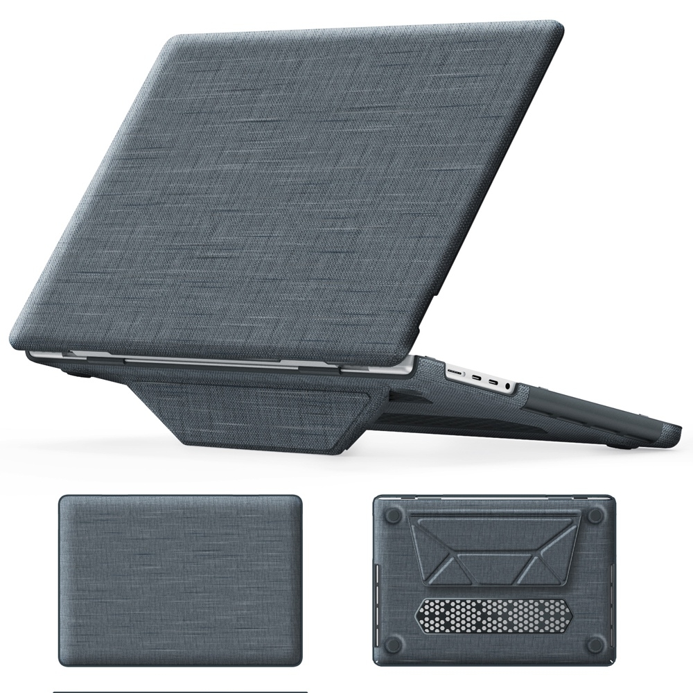 For MacBook Pro 16.2 inch A2991 / A2485 Fabric Magnetic Holder Laptop Protective Case(Grey) - Shopkiz.com