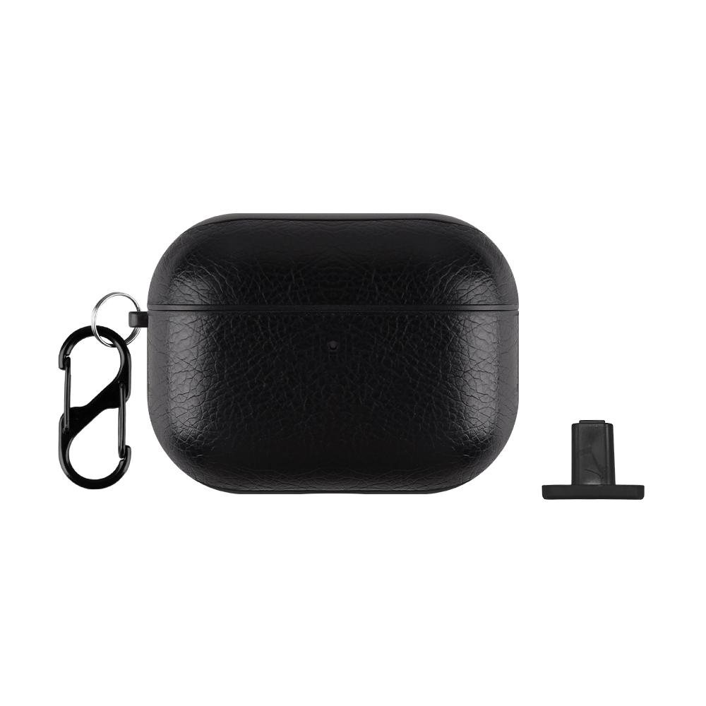 For AirPods Pro 2 One-Piece Style Leather Earphone Protective Case with Hook(Black) - Shopkiz.com