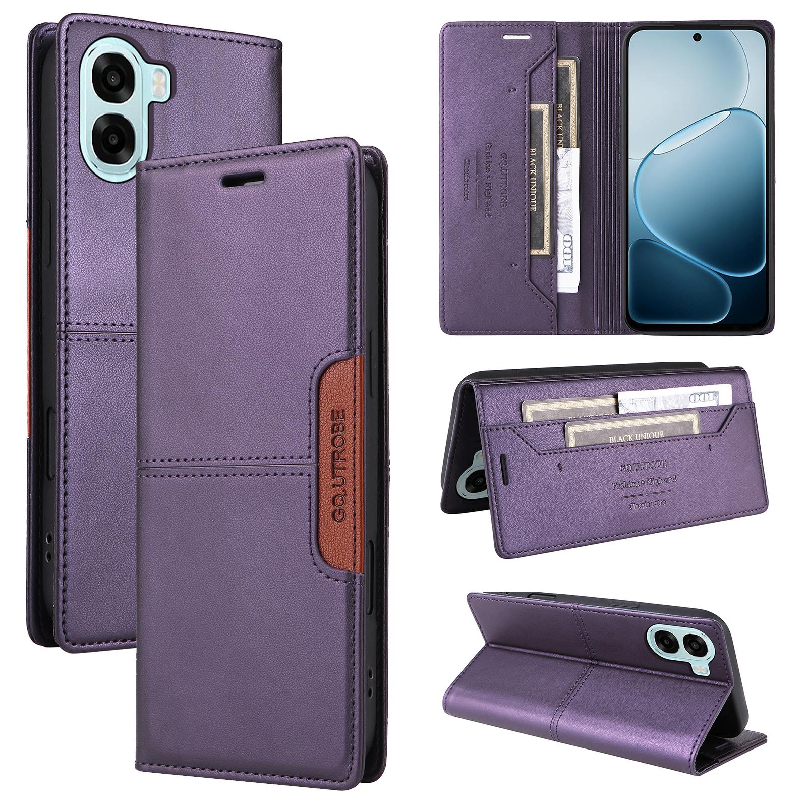 For OPPO A6x 5G/4G GQUTROBE G01 RFID Anti-theft Leather Phone Case(Purple) - Shopkiz.com