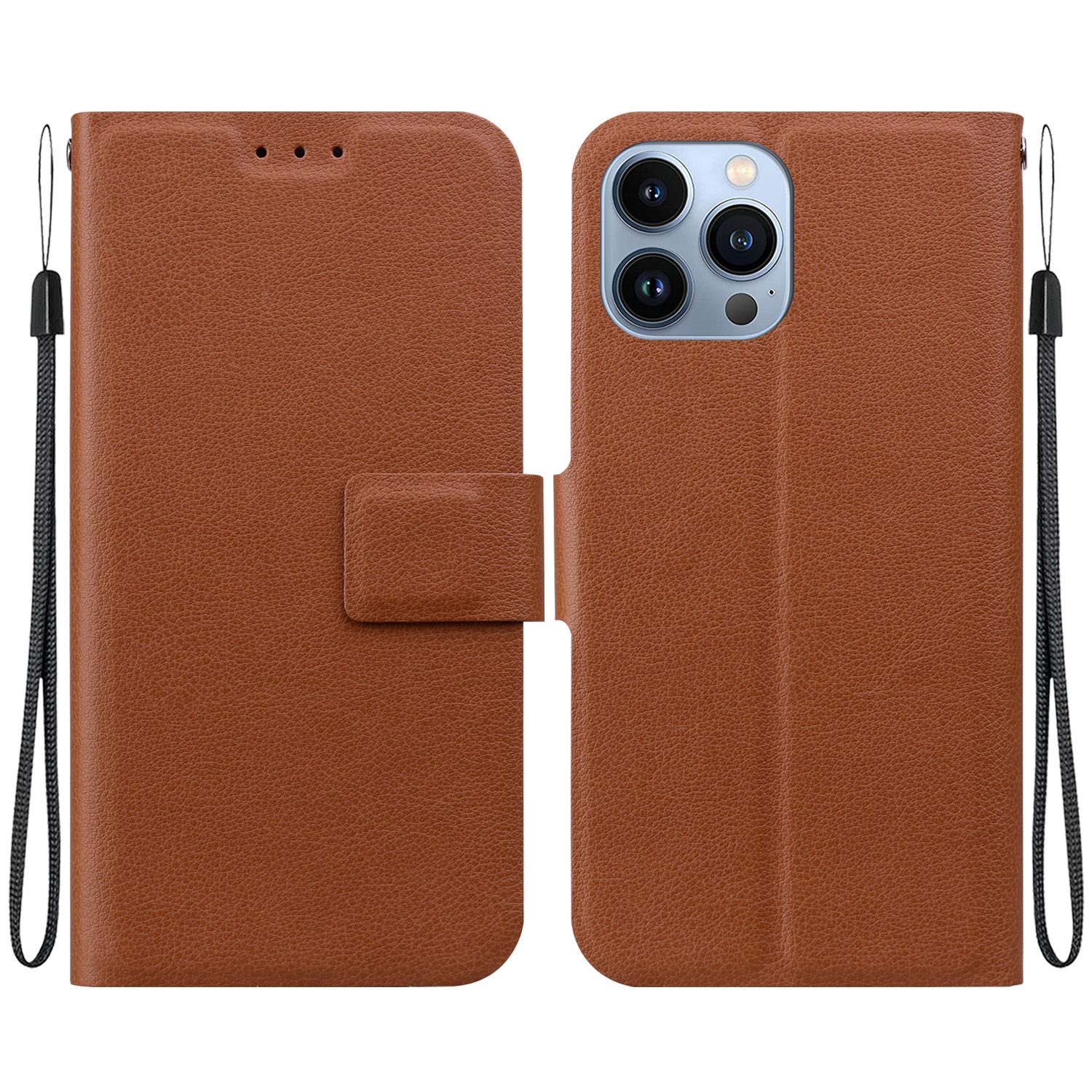 For iPhone 15 Pro Max Ultra-thin Voltage Magnetic Buckle Leather Phone Case(Brown) - Shopkiz.com