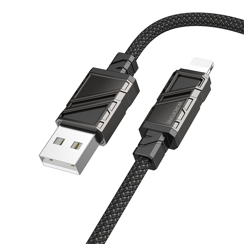 Borofone BU54 Might 2.4A USB to 8 Pin Data Cable, Length: 1.2m(Black) - Shopkiz.com
