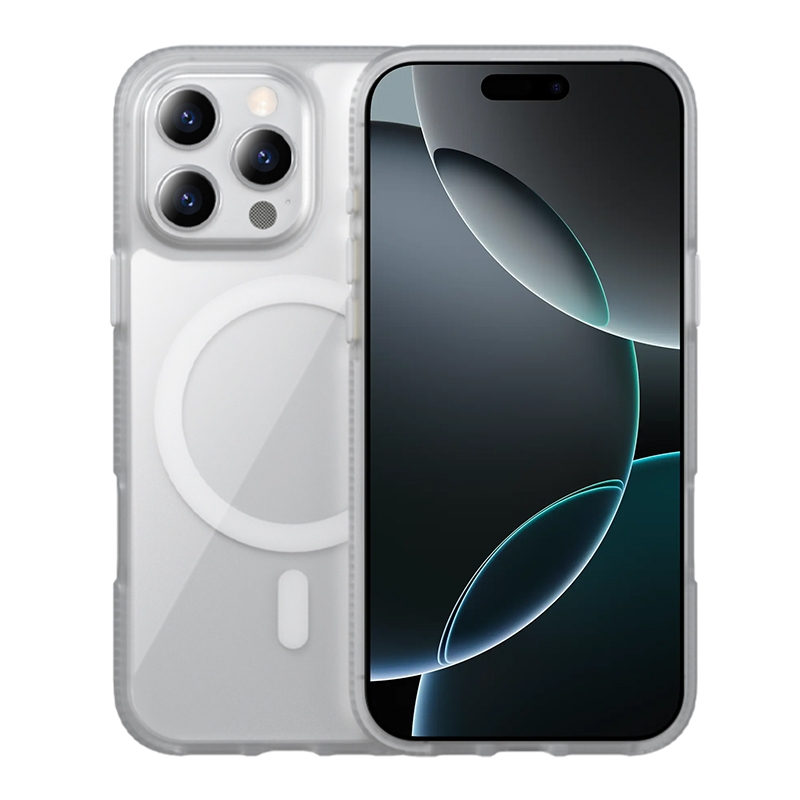 For iPhone 16 Pro Max Ice Skin MagSafe PC Hybrid TPU Phone Case(White) - Shopkiz.com