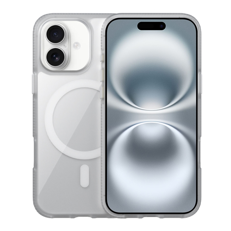 For iPhone 16 Plus Ice Skin MagSafe PC Hybrid TPU Phone Case(White) - Shopkiz.com