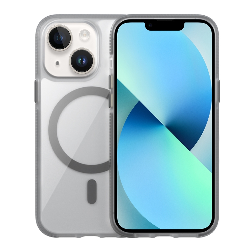 For iPhone 13 Ice Skin MagSafe PC Hybrid TPU Phone Case(Grey) - Shopkiz.com