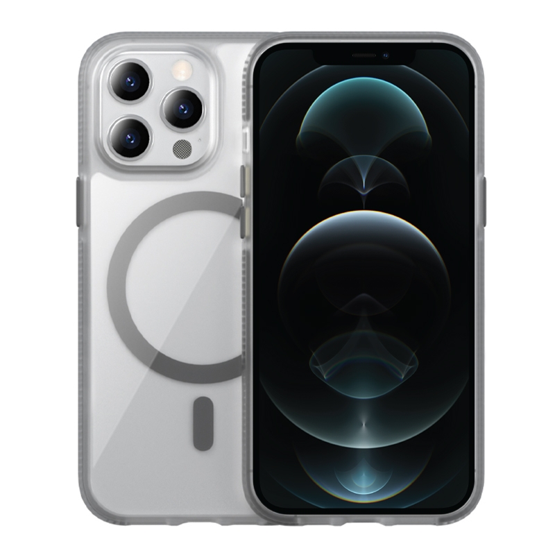 For iPhone 12 Pro Max Ice Skin MagSafe PC Hybrid TPU Phone Case(Grey) - Shopkiz.com