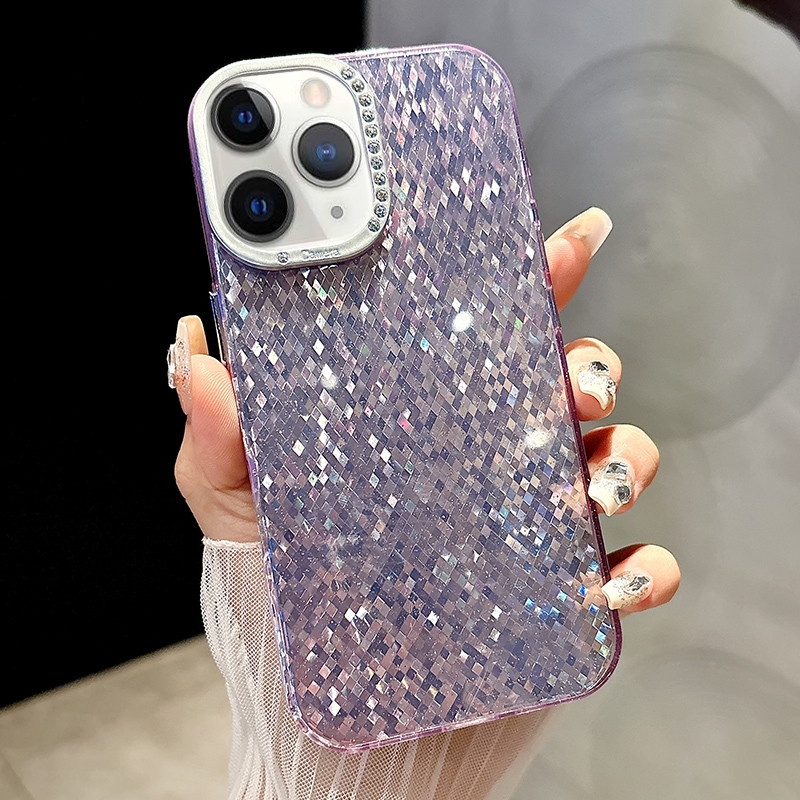 For iPhone 11 Pro Max Mosaic Diamond Texture PC Hybrid TPU Phone Case(Purple) - Shopkiz.com