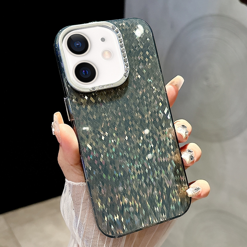 For iPhone 12 Mosaic Diamond Texture PC Hybrid TPU Phone Case(Green) - Shopkiz.com