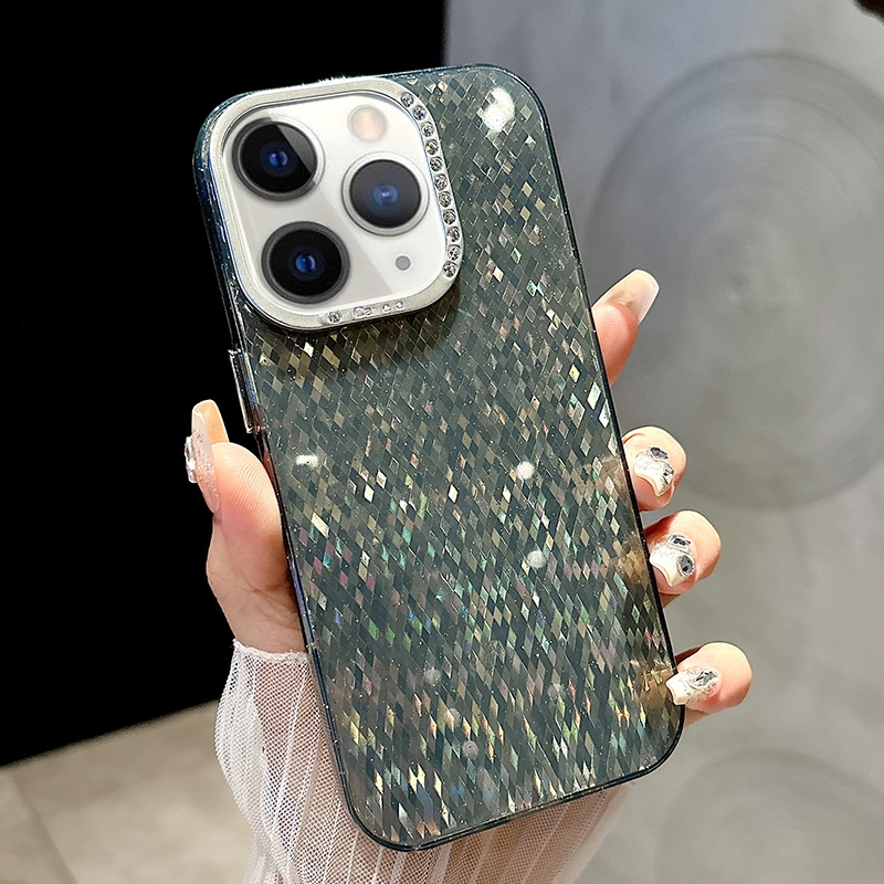 For iPhone 12 Pro Mosaic Diamond Texture PC Hybrid TPU Phone Case(Green) - Shopkiz.com