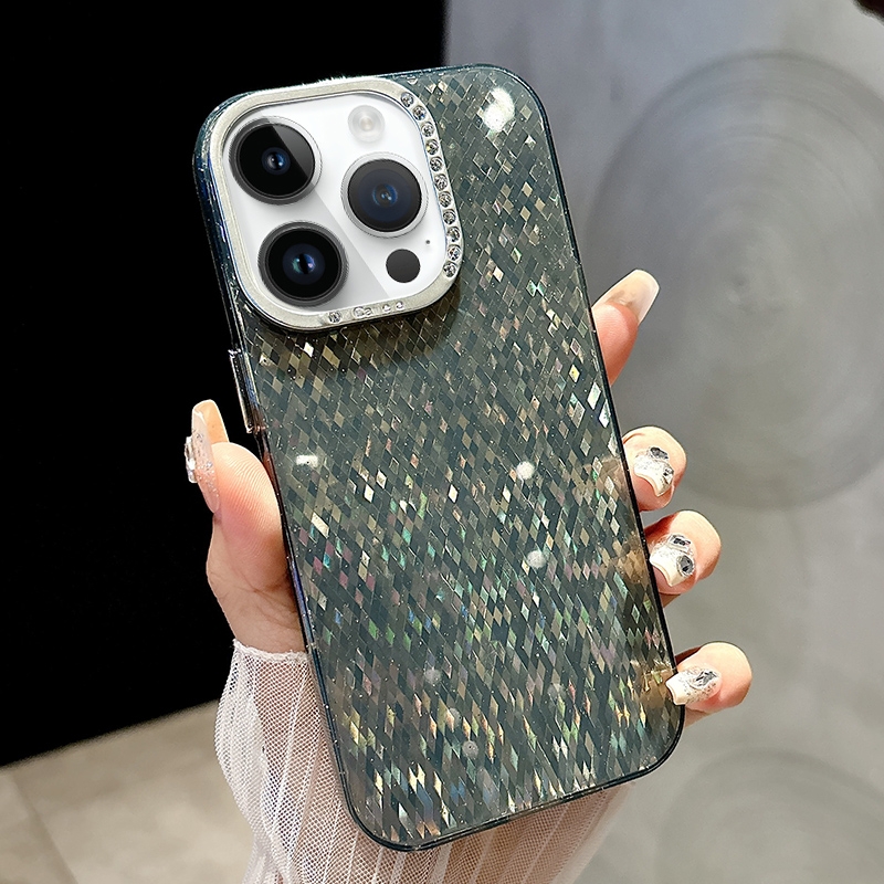 For iPhone 14 Pro Max Mosaic Diamond Texture PC Hybrid TPU Phone Case(Green) - Shopkiz.com
