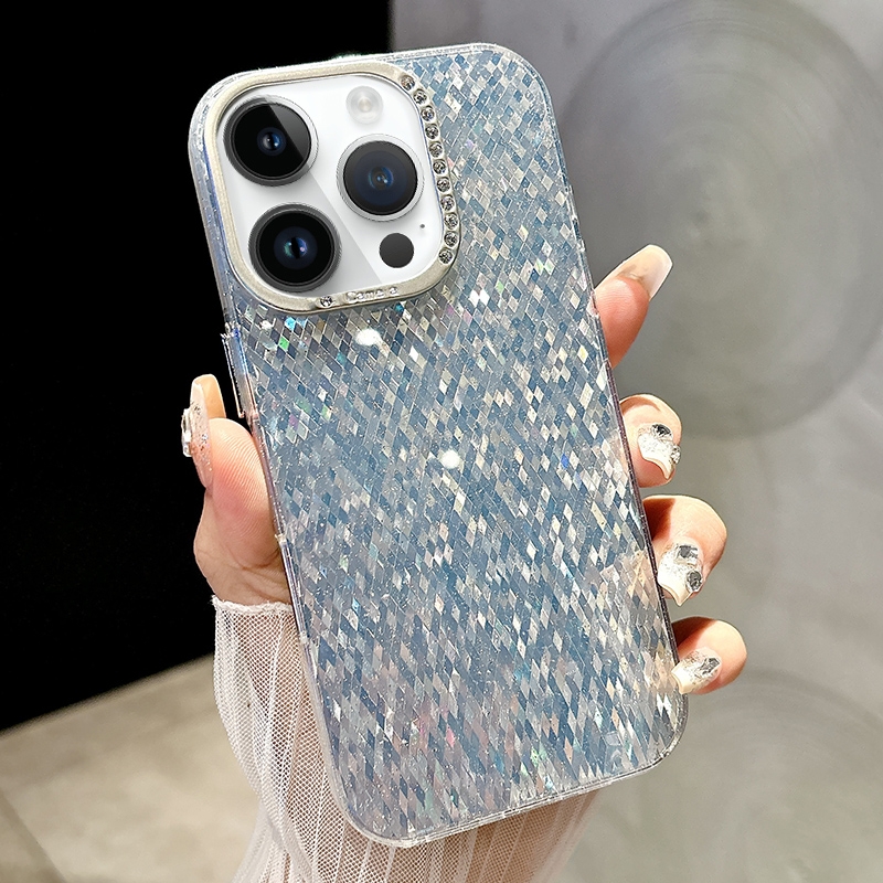 For iPhone 15 Pro Max Mosaic Diamond Texture PC Hybrid TPU Phone Case(Blue) - Shopkiz.com