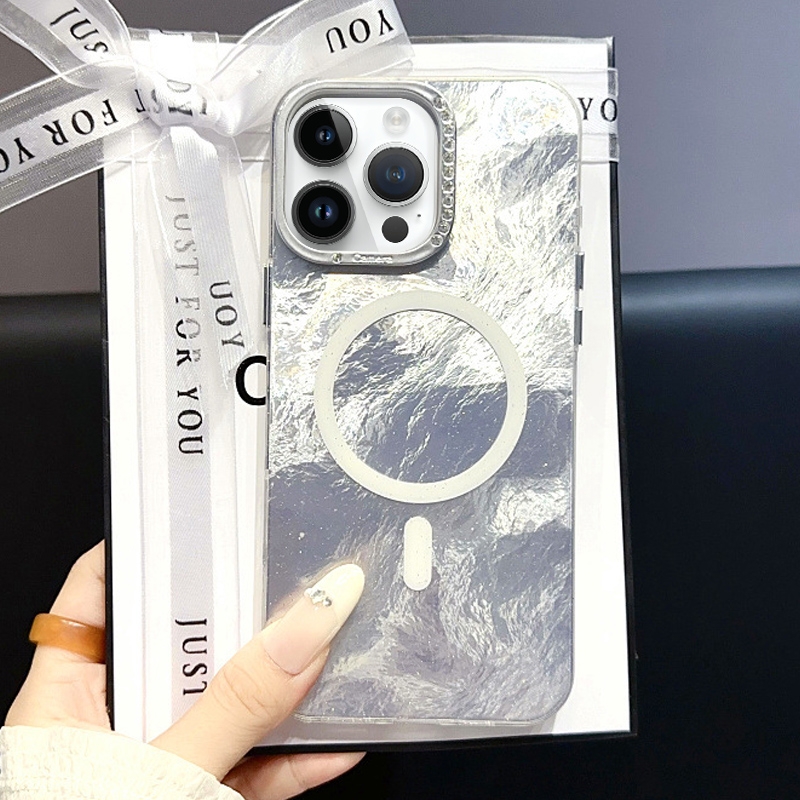 For iPhone 13 Pro Max Tinfoil Texture MagSafe PC Phone Case(Silver) - Shopkiz.com