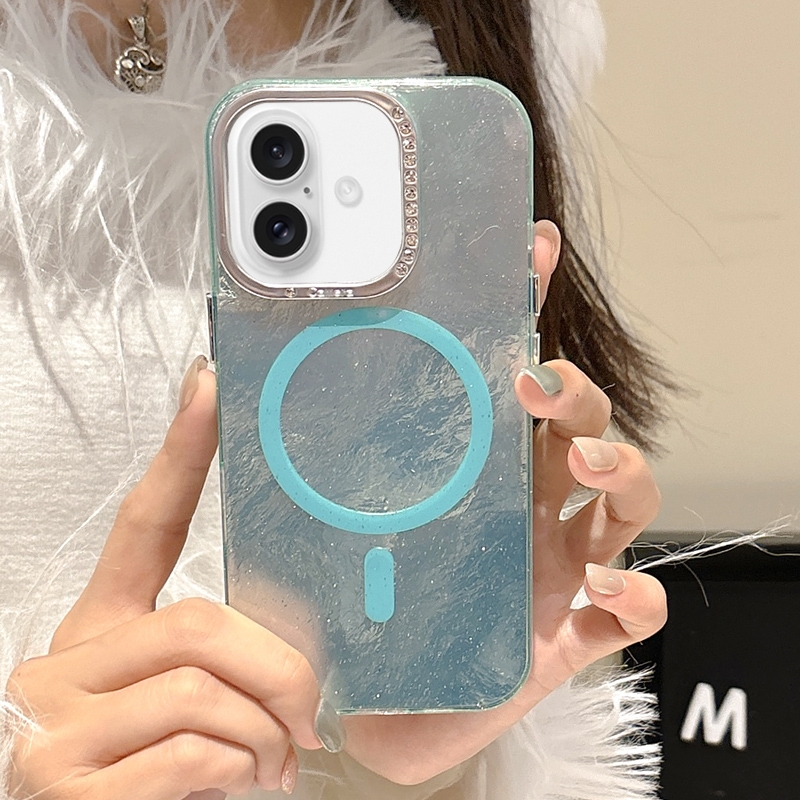 For iPhone 16 Tinfoil Texture MagSafe PC Phone Case(Blue) - Shopkiz.com
