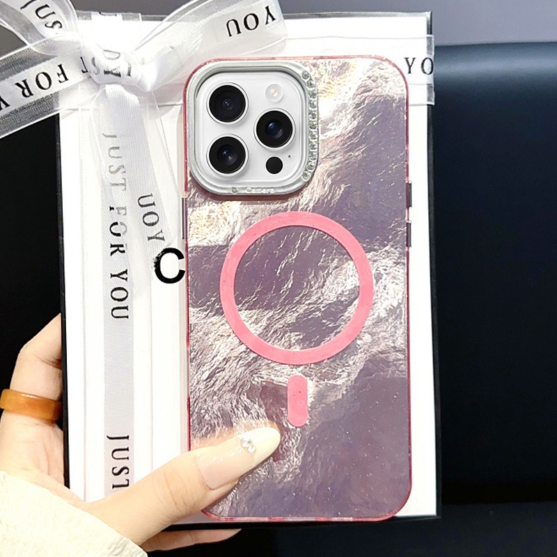 For iPhone 16 Pro Tinfoil Texture MagSafe PC Phone Case(Pink) - Shopkiz.com