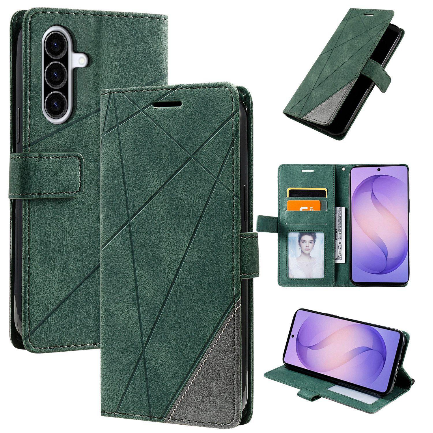 For Galaxy A37 5G Skin Feel Splicing Leather Phone Case(Green) - Shopkiz.com