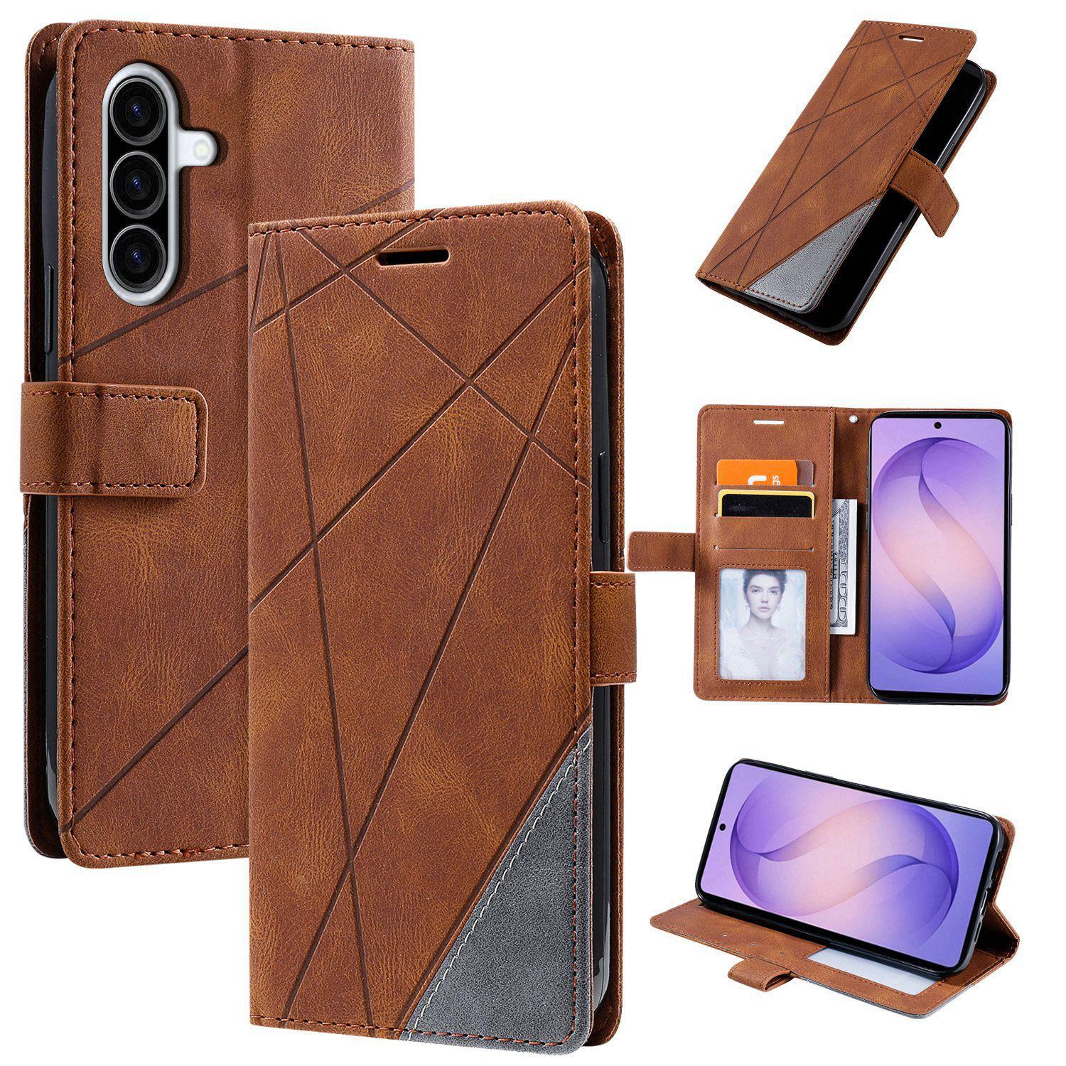 For Galaxy A57 5G Skin Feel Splicing Leather Phone Case(Brown) - Shopkiz.com