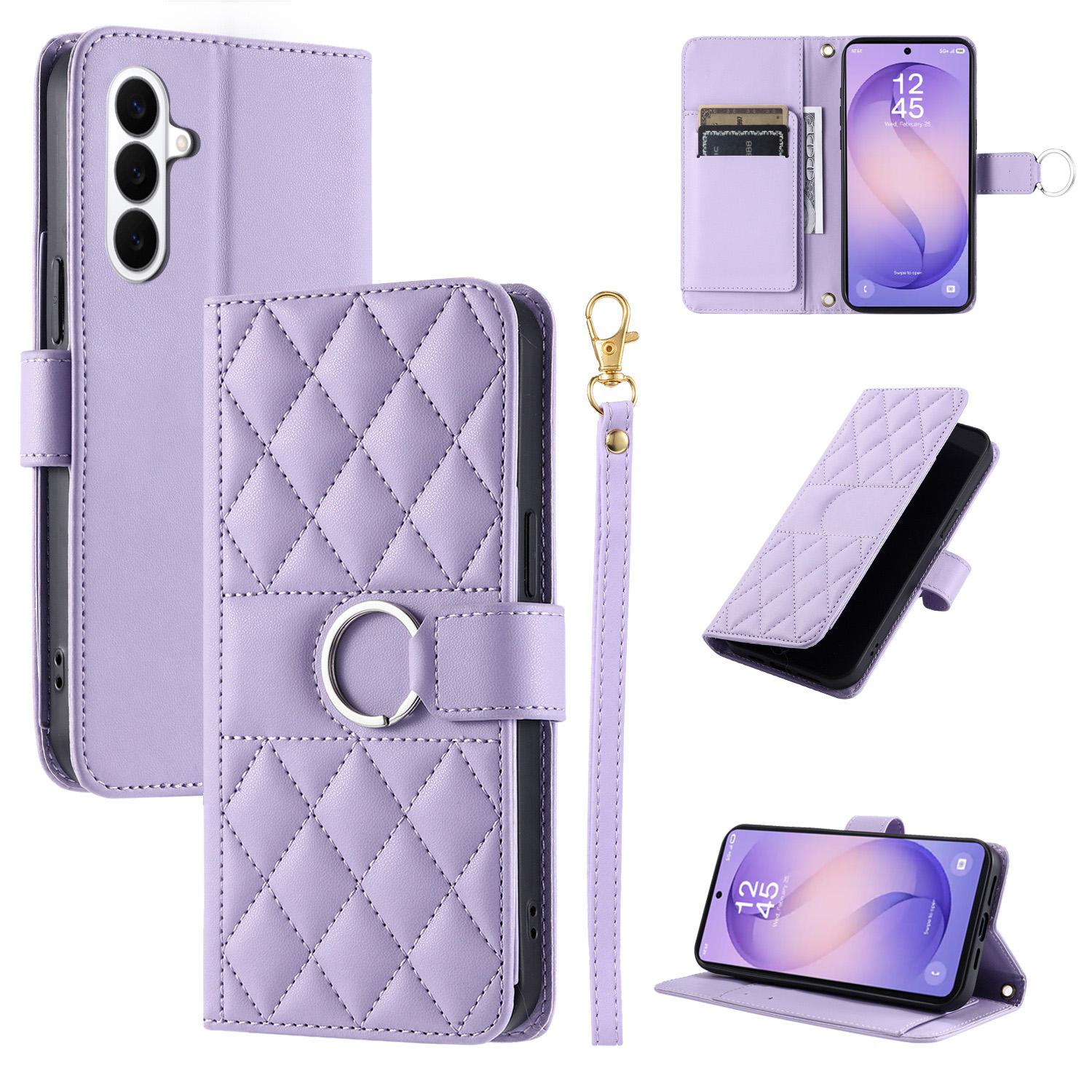 For Galaxy S26+ 5G Ring Buckle Rhombic Leather Phone Case(Purple) - Shopkiz.com