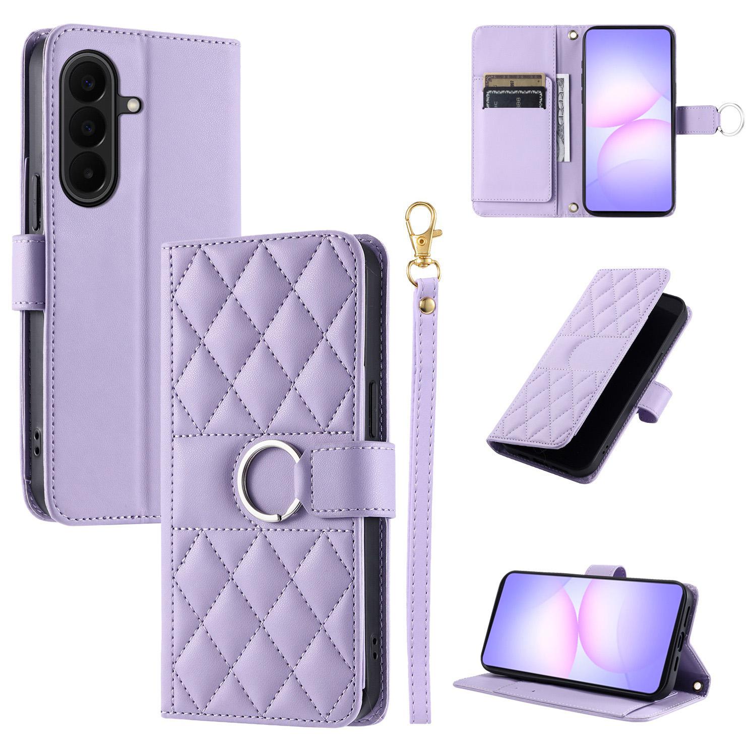 For Galaxy A27 5G Ring Buckle Rhombic Leather Phone Case(Purple) - Shopkiz.com