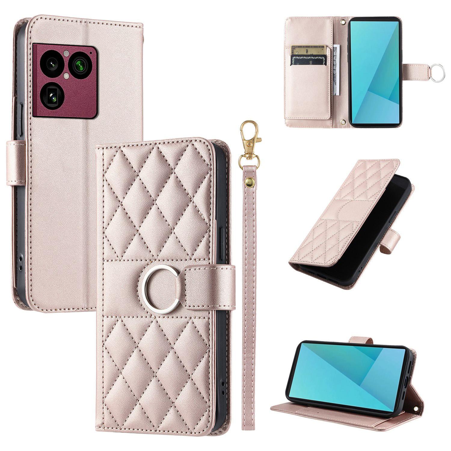 For Sony Xperia 1 VIII Ring Buckle Rhombic Leather Phone Case(Rose Gold) - Shopkiz.com