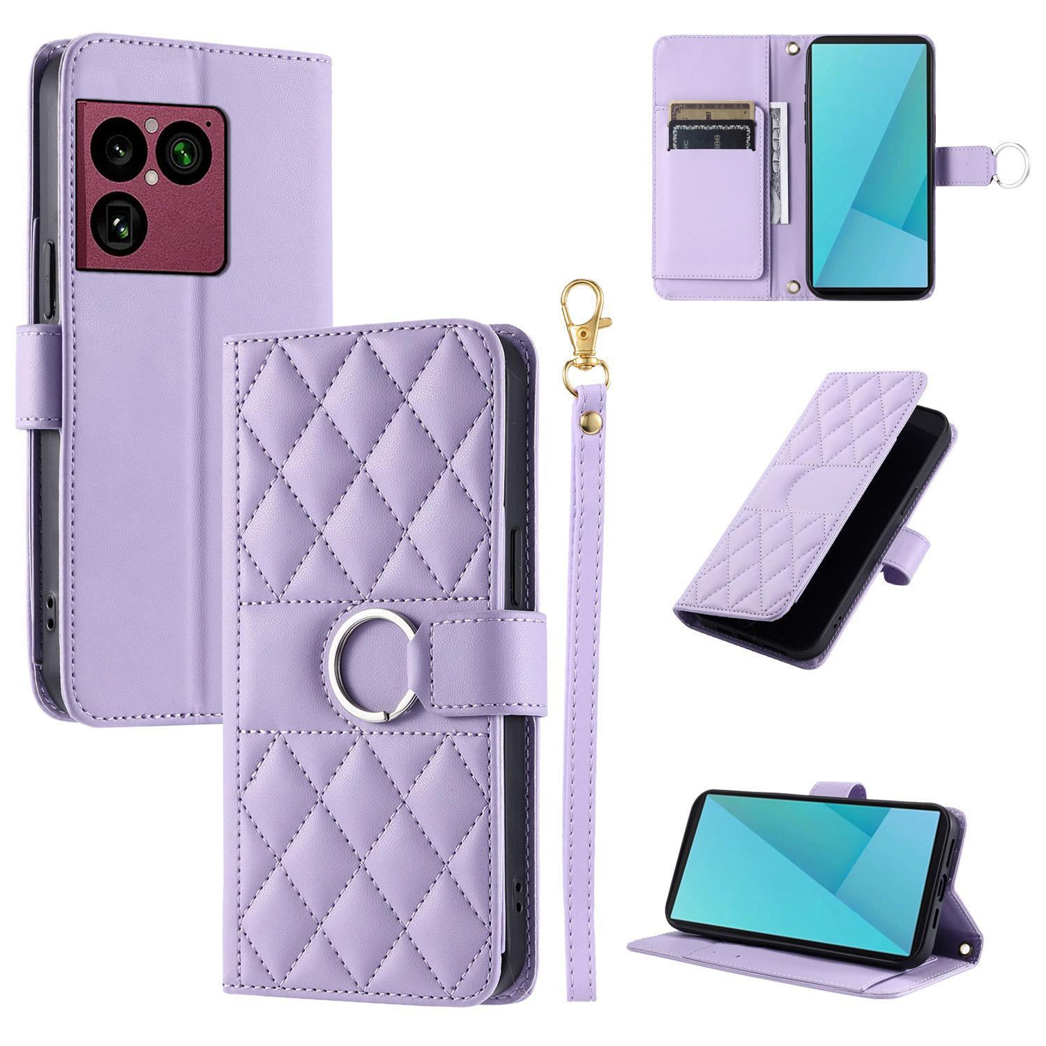 For Sony Xperia 1 VIII Ring Buckle Rhombic Leather Phone Case(Purple) - Shopkiz.com
