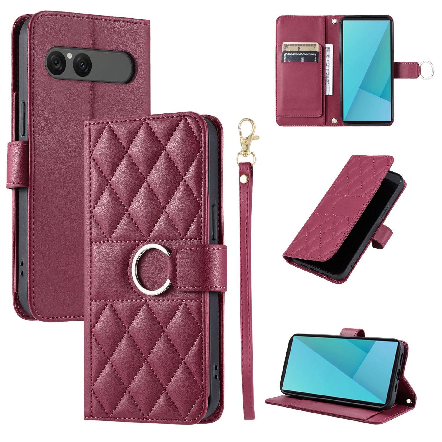 For Sony Xperia 10 VII Ring Buckle Rhombic Leather Phone Case(Red) - Shopkiz.com