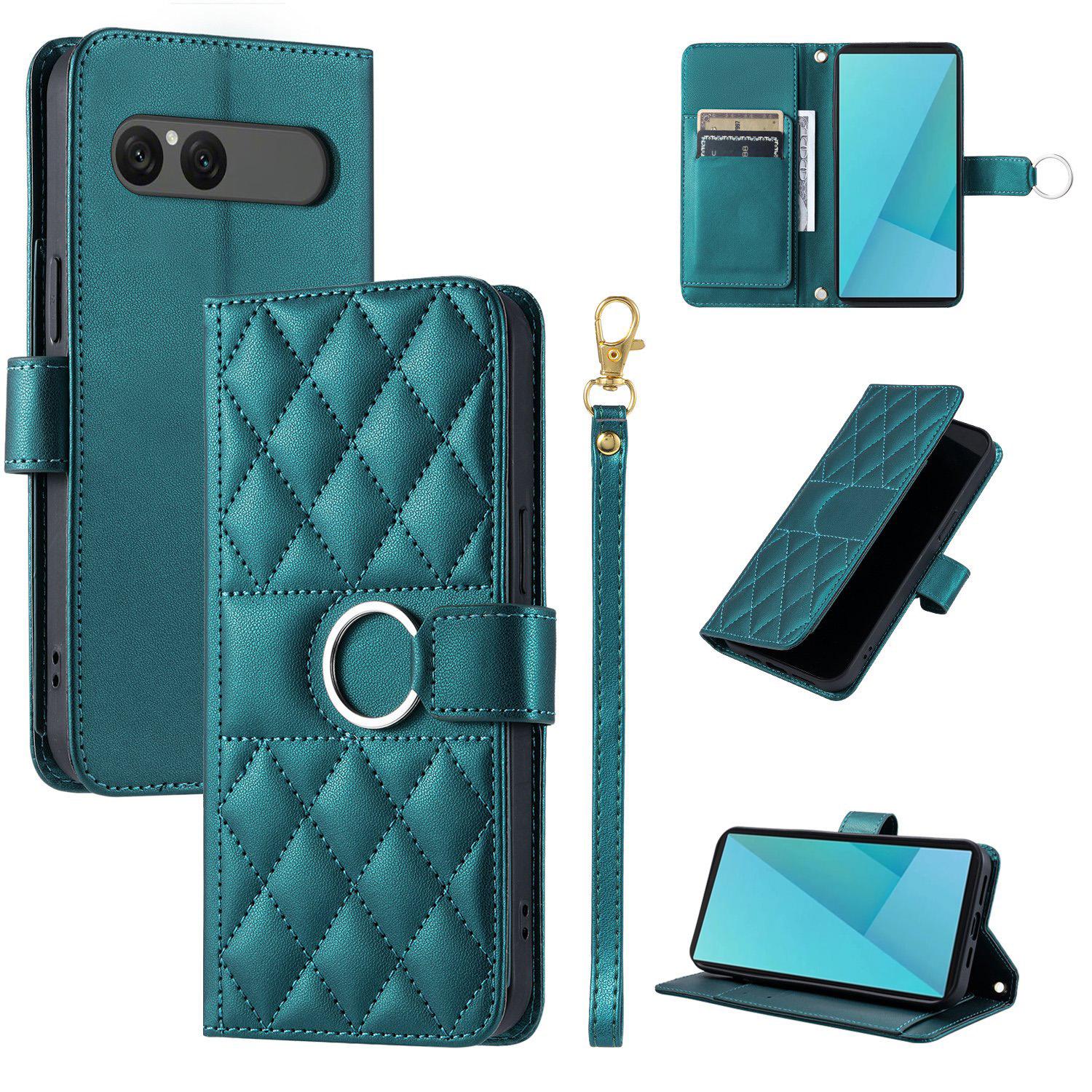 For Sony Xperia 10 VII Ring Buckle Rhombic Leather Phone Case(Green) - Shopkiz.com