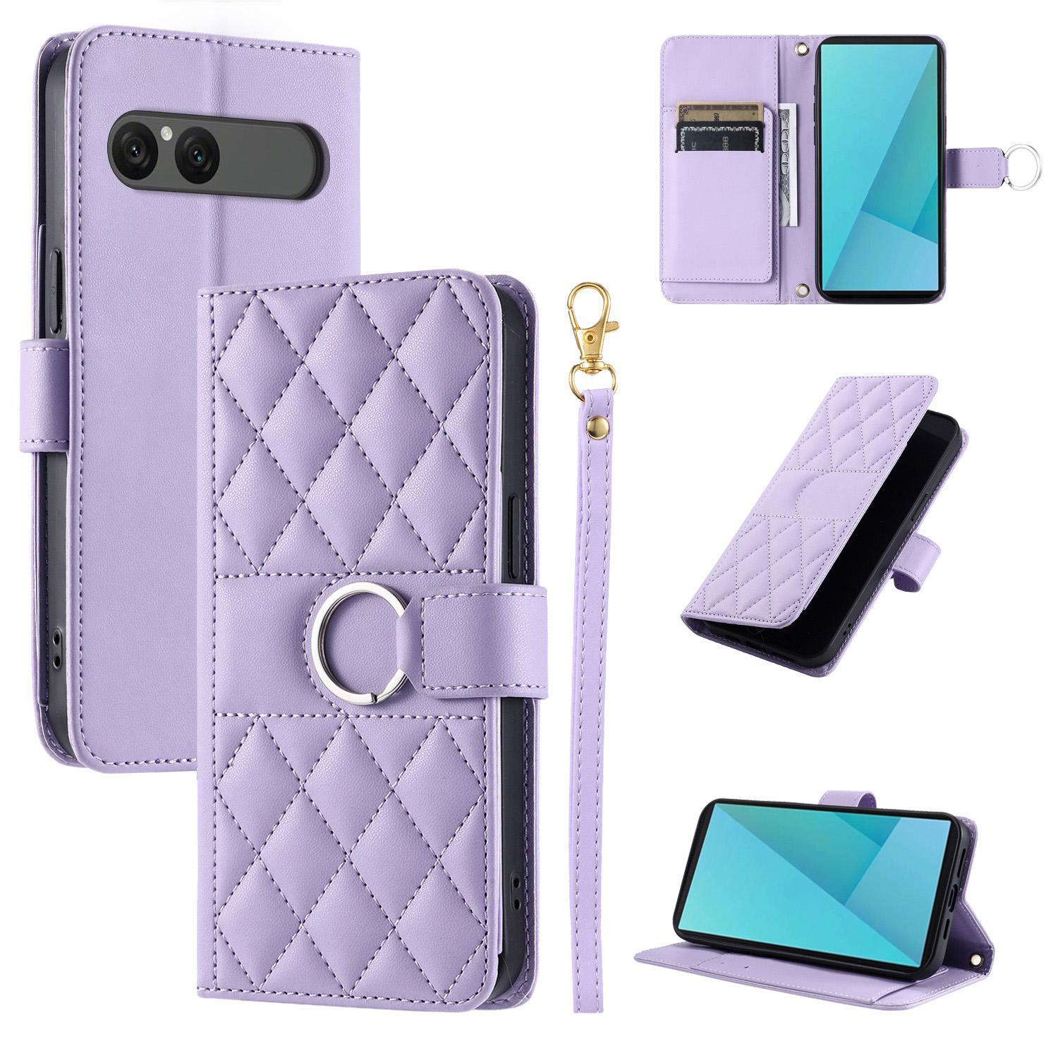 For Sony Xperia 10 VII Ring Buckle Rhombic Leather Phone Case(Purple) - Shopkiz.com