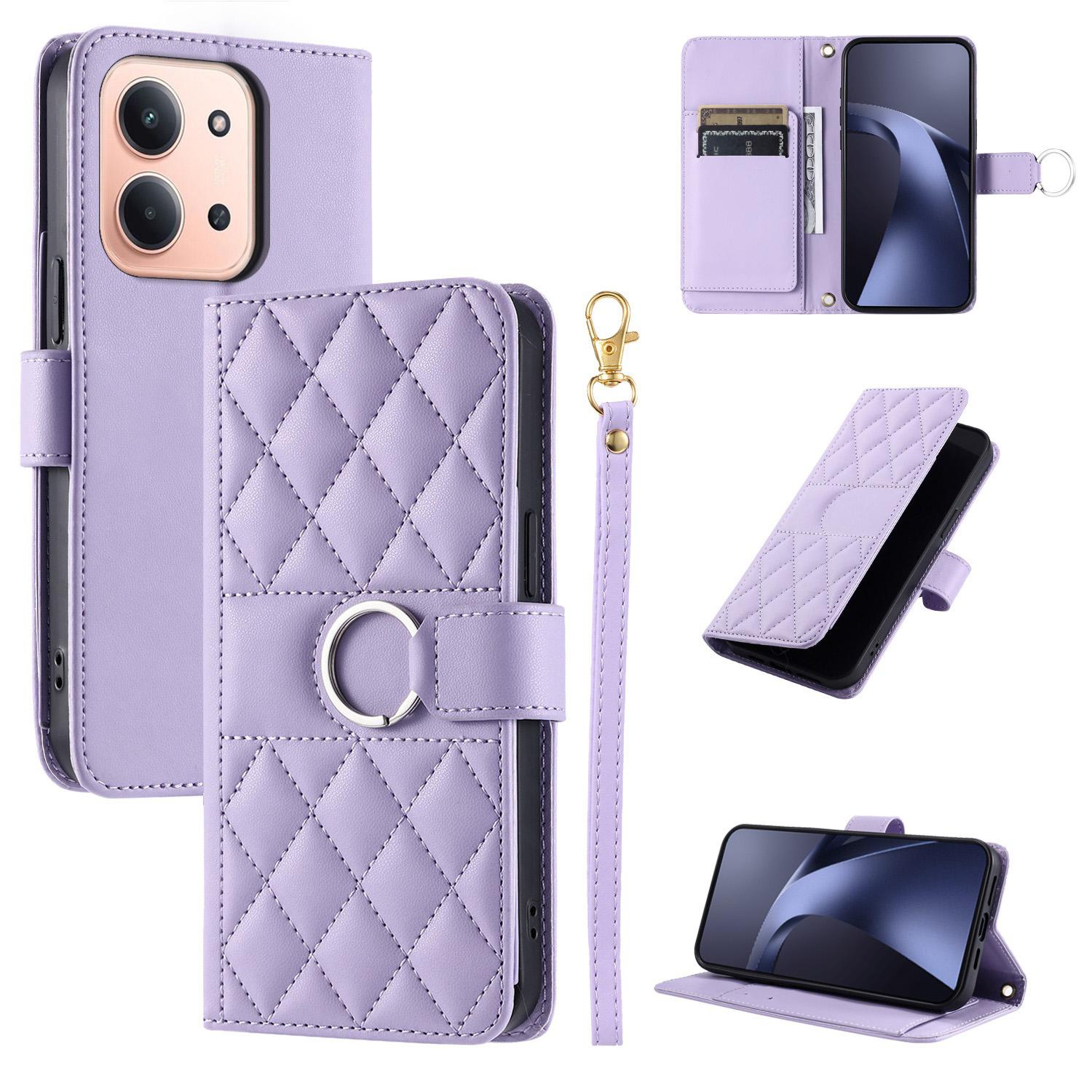 For Redmi 15C 5G / 4G Global 171mm Ring Buckle Rhombic Leather Phone Case(Purple) - Shopkiz.com