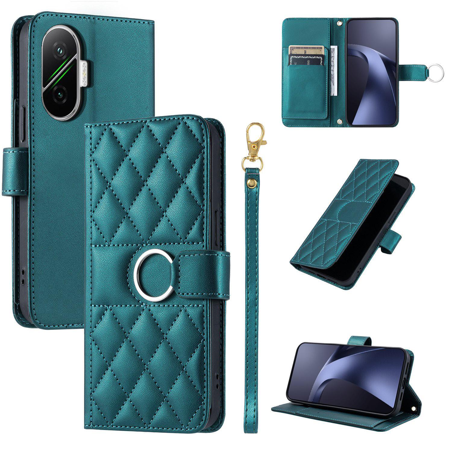 For Redmi Turbo 4 Pro 5G / Poco F7 5G Ring Buckle Rhombic Leather Phone Case(Green) - Shopkiz.com
