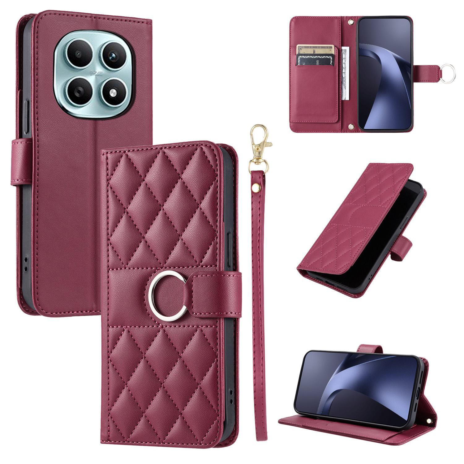 For Redmi Note 15 4G / 5G Global 164mm Ring Buckle Rhombic Leather Phone Case(Red) - Shopkiz.com