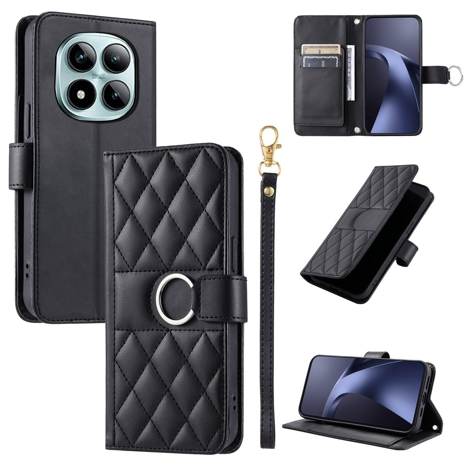 For Redmi Note 15 Pro 5G Global 163.6mm Ring Buckle Rhombic Leather Phone Case(Black) - Shopkiz.com