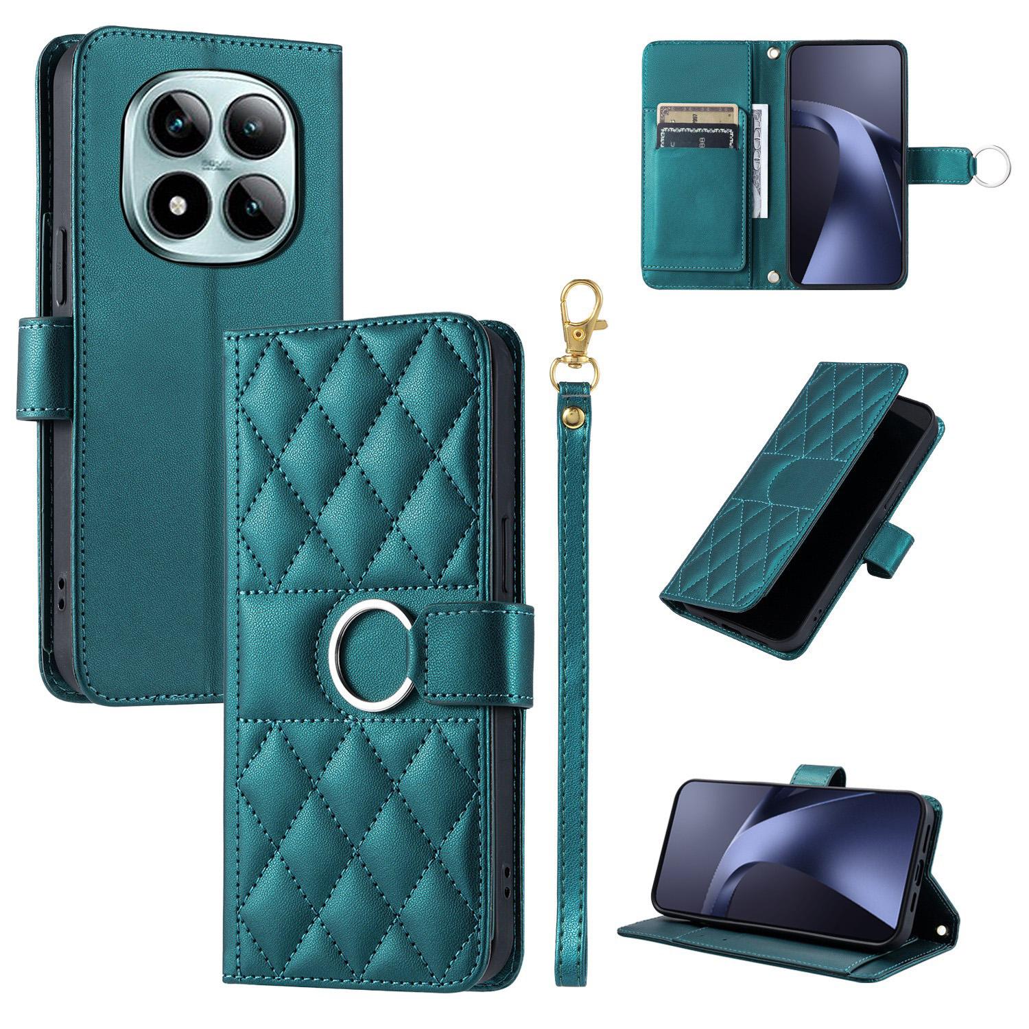 For Redmi Note 15 Pro+ Global 163.3mm Ring Buckle Rhombic Leather Phone Case(Green) - Shopkiz.com