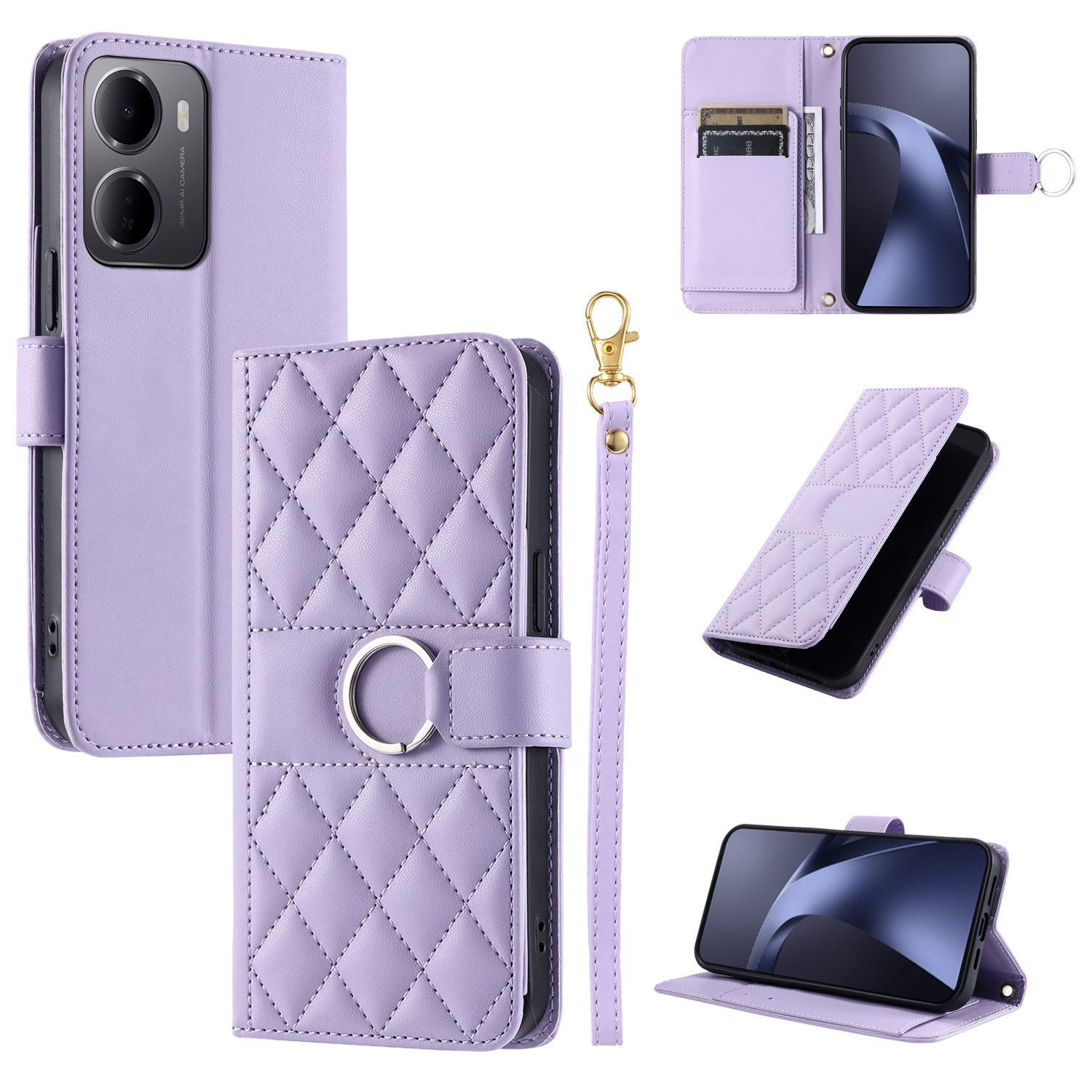 For Redmi 15a 5G / R70 5G Ring Buckle Rhombic Leather Phone Case(Purple) - Shopkiz.com