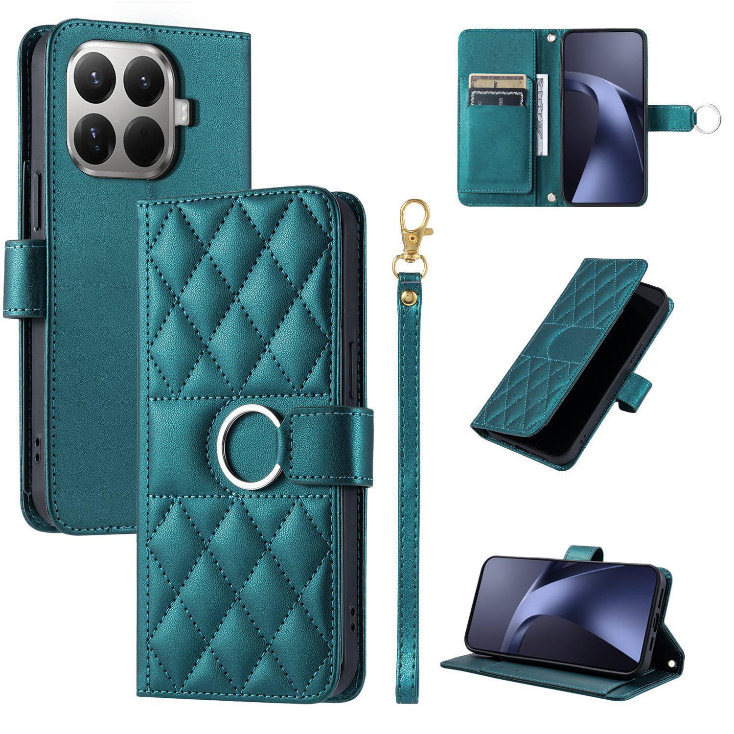 For Xiaomi 15T Pro 5G Ring Buckle Rhombic Leather Phone Case(Green) - Shopkiz.com