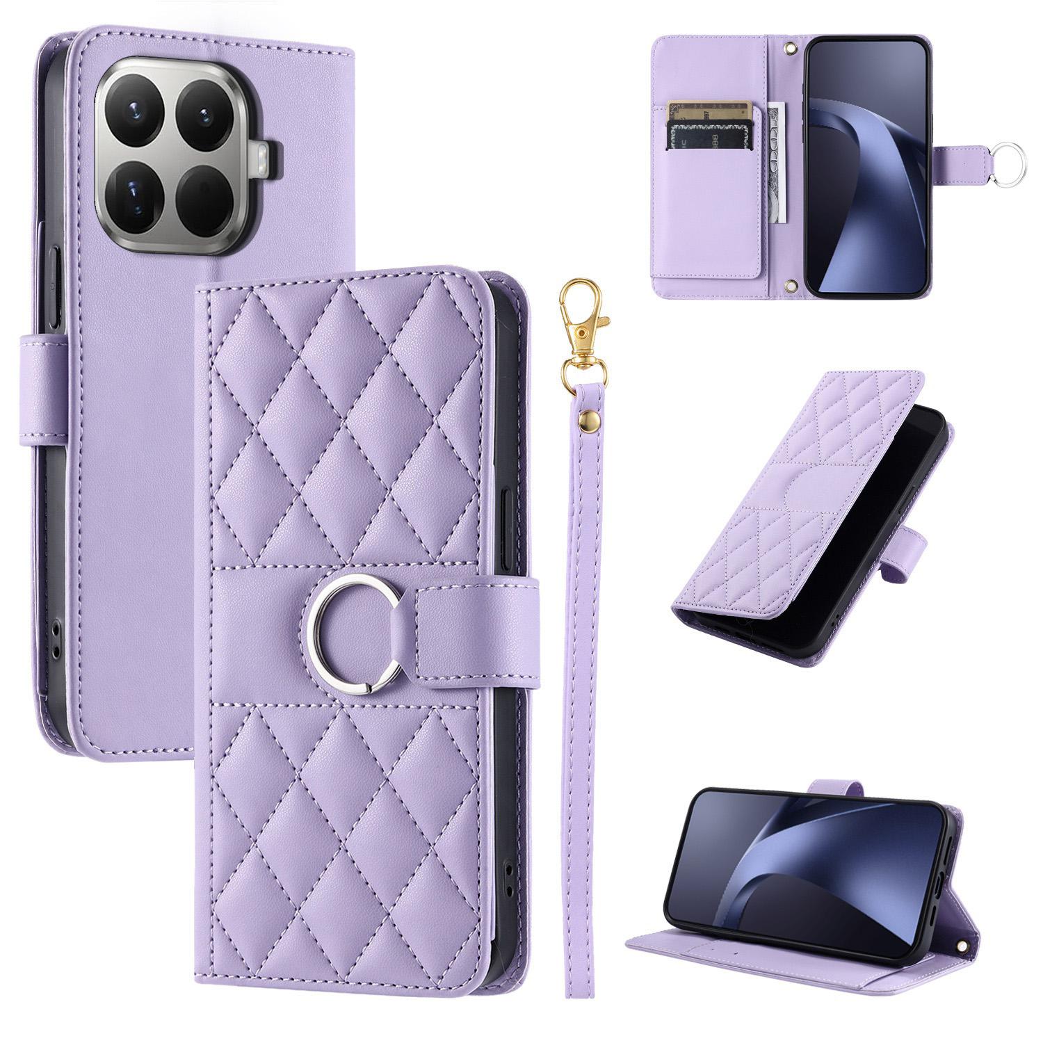 For Xiaomi 15T Pro 5G Ring Buckle Rhombic Leather Phone Case(Purple) - Shopkiz.com