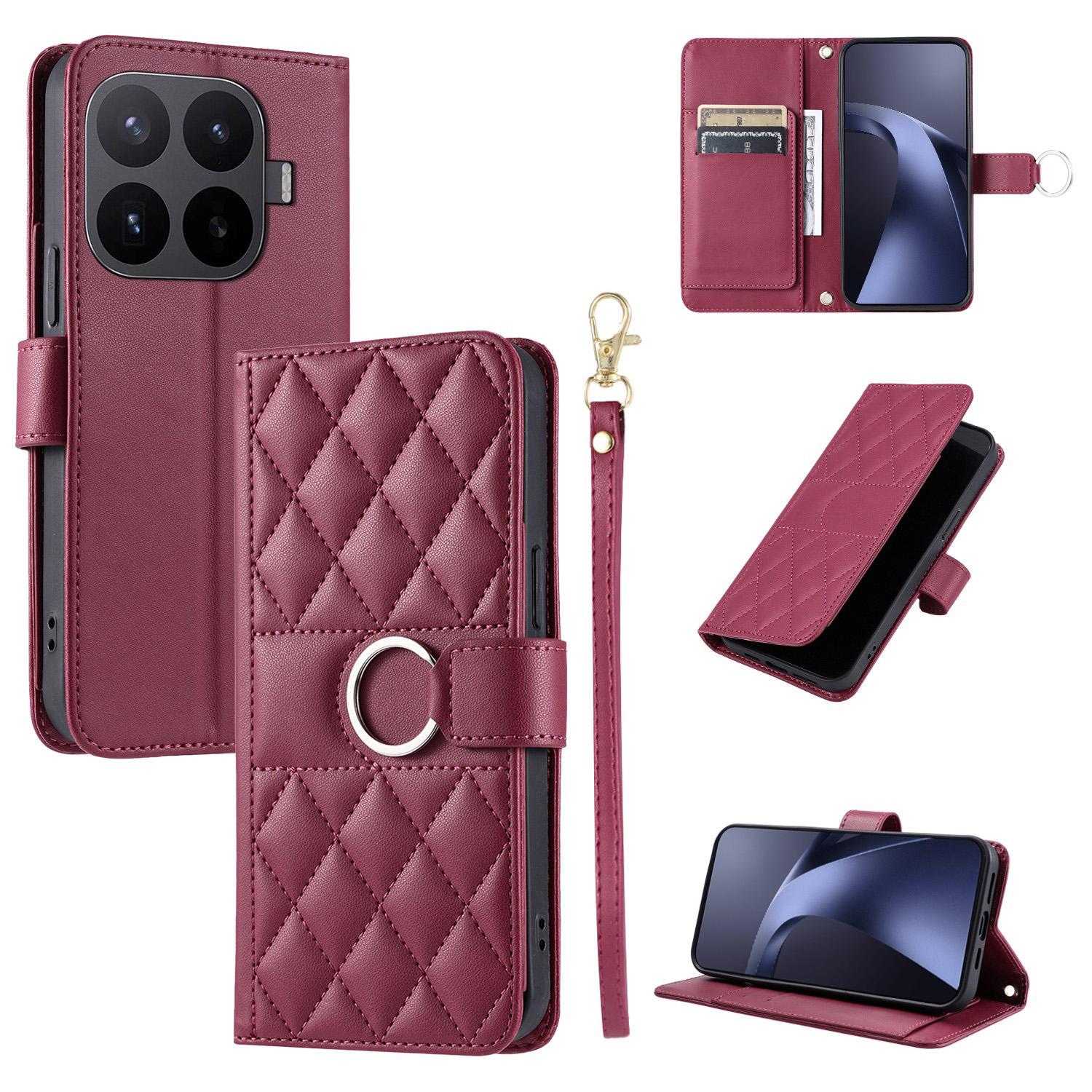 For Xiaomi 17T 5G Ring Buckle Rhombic Leather Phone Case(Red) - Shopkiz.com