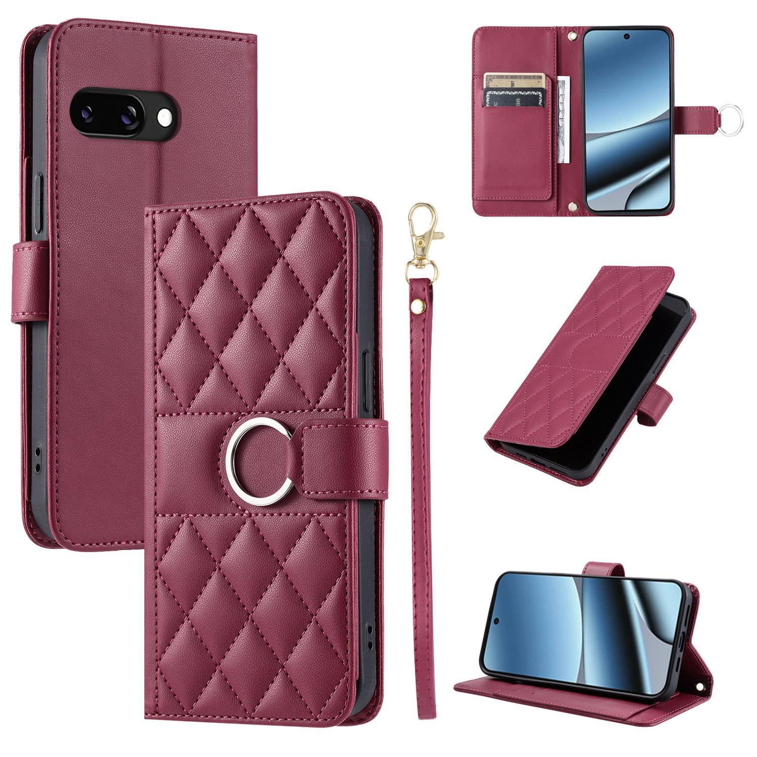 For Google Pixel 10a Ring Buckle Rhombic Leather Phone Case(Red) - Shopkiz.com