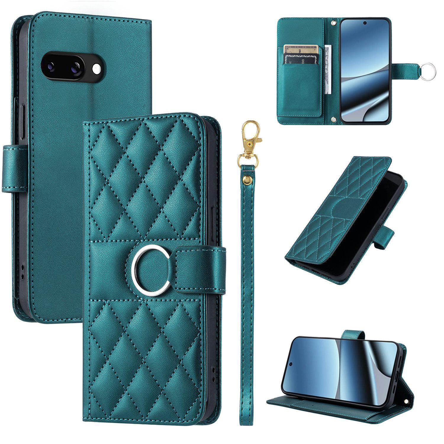 For Google Pixel 10a Ring Buckle Rhombic Leather Phone Case(Green) - Shopkiz.com