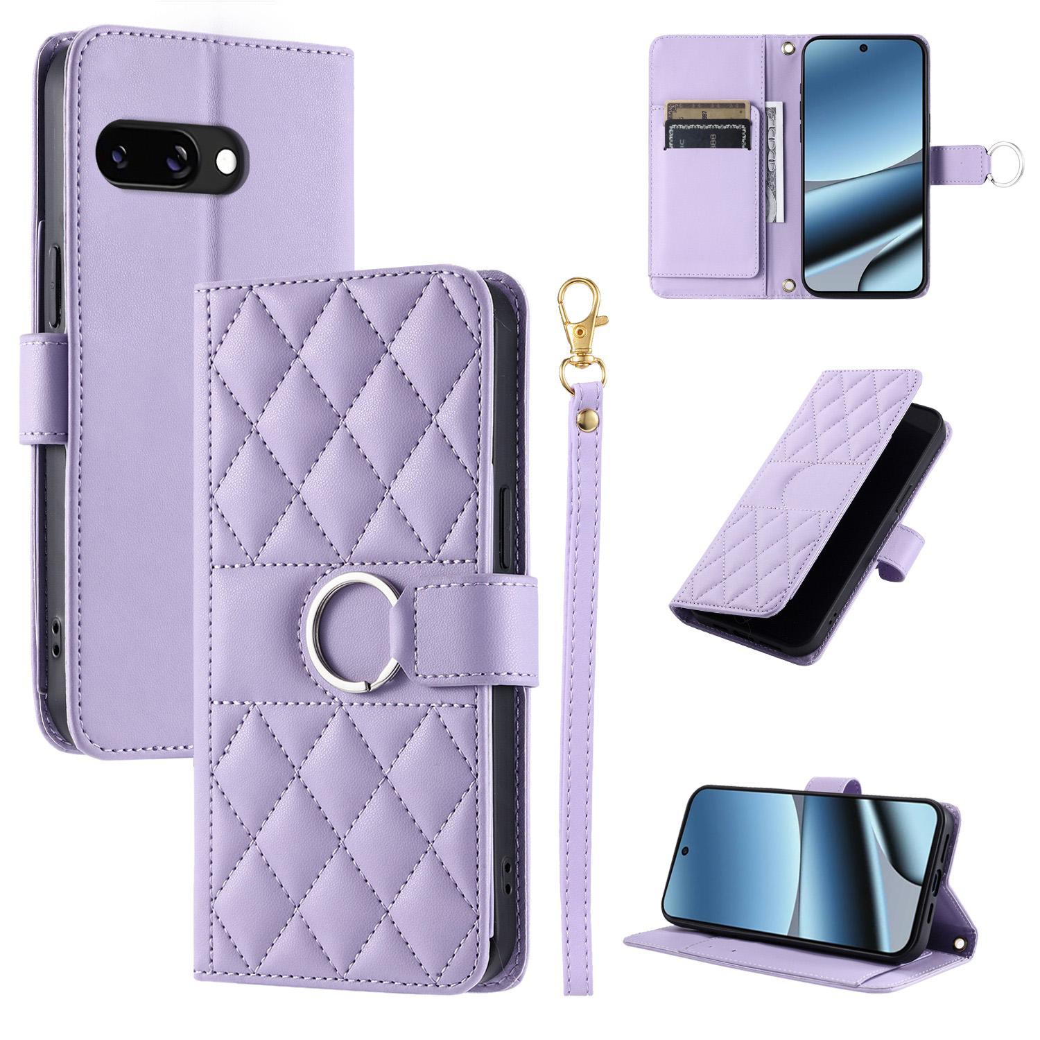 For Google Pixel 10a Ring Buckle Rhombic Leather Phone Case(Purple) - Shopkiz.com