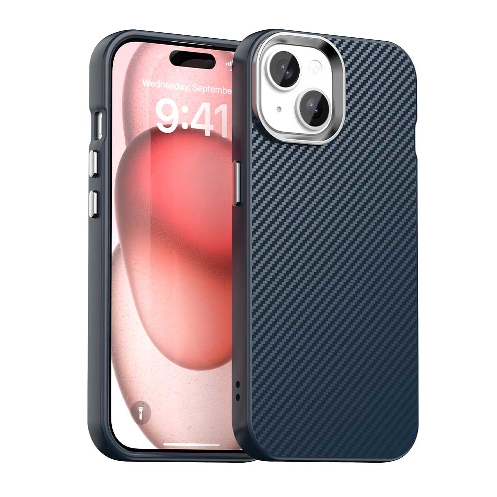 For iPhone 15 Carbon Fiber Series IMD Phone Case(Blue) - Shopkiz.com