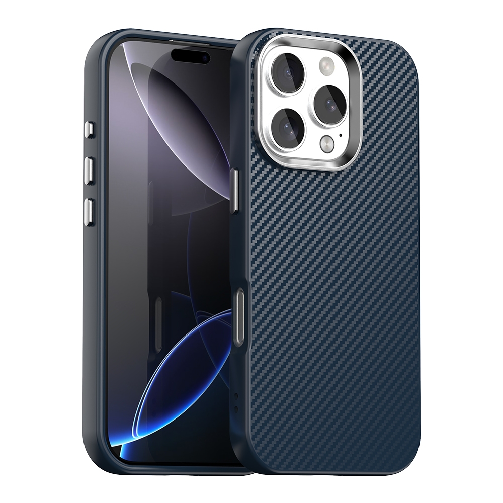 For iPhone 16 Pro Max Carbon Fiber Series IMD Phone Case(Blue) - Shopkiz.com