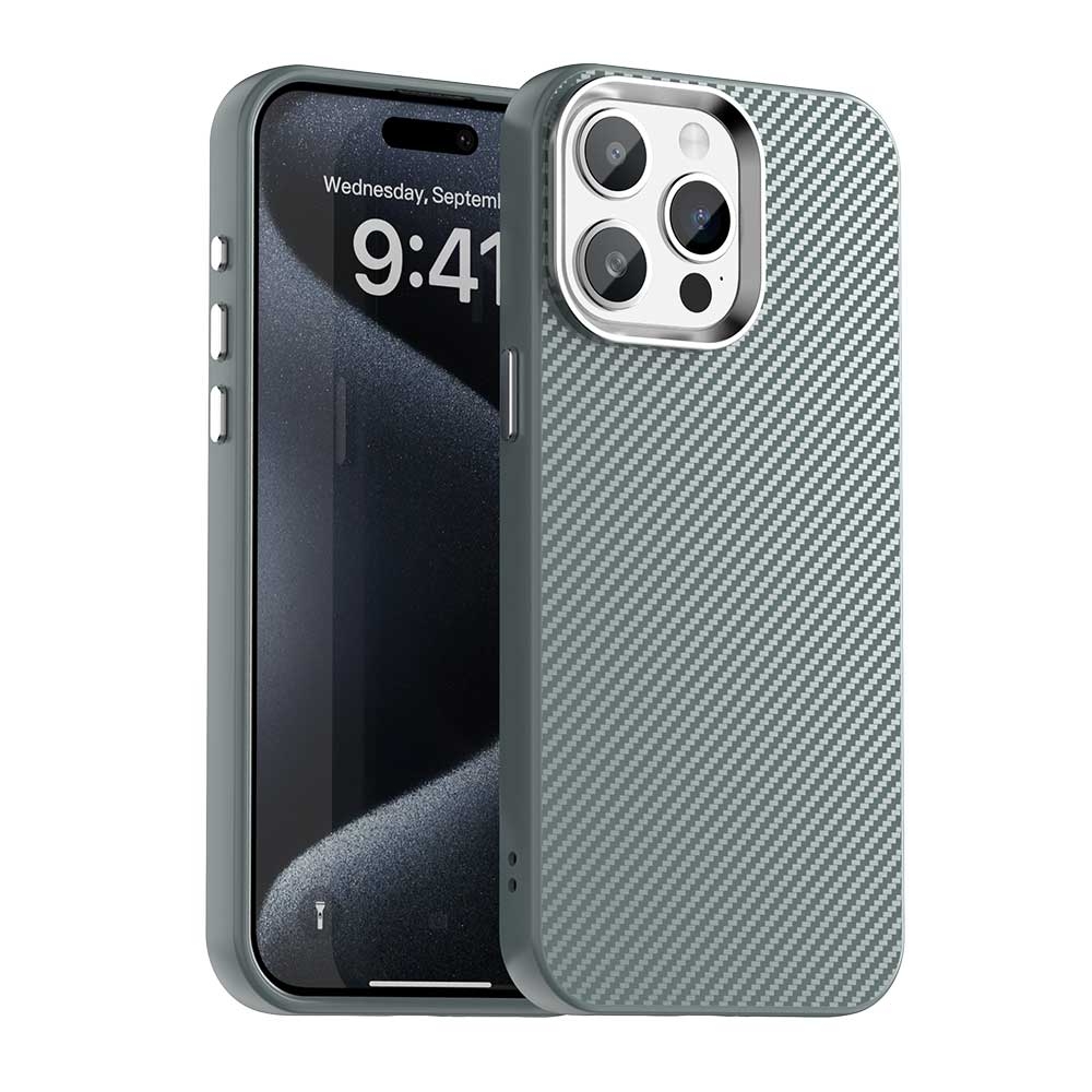 For iPhone 15 Pro Max Carbon Fiber Series IMD Phone Case(Grey) - Shopkiz.com