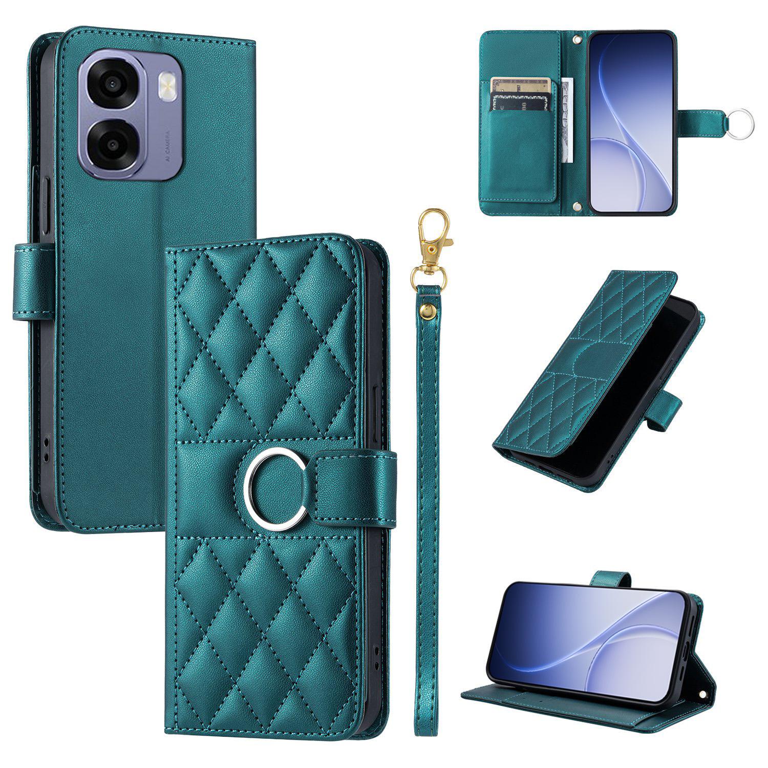 For OPPO A6 / A6s / A6x / A6t Global Ring Buckle Rhombic Leather Phone Case(Green) - Shopkiz.com