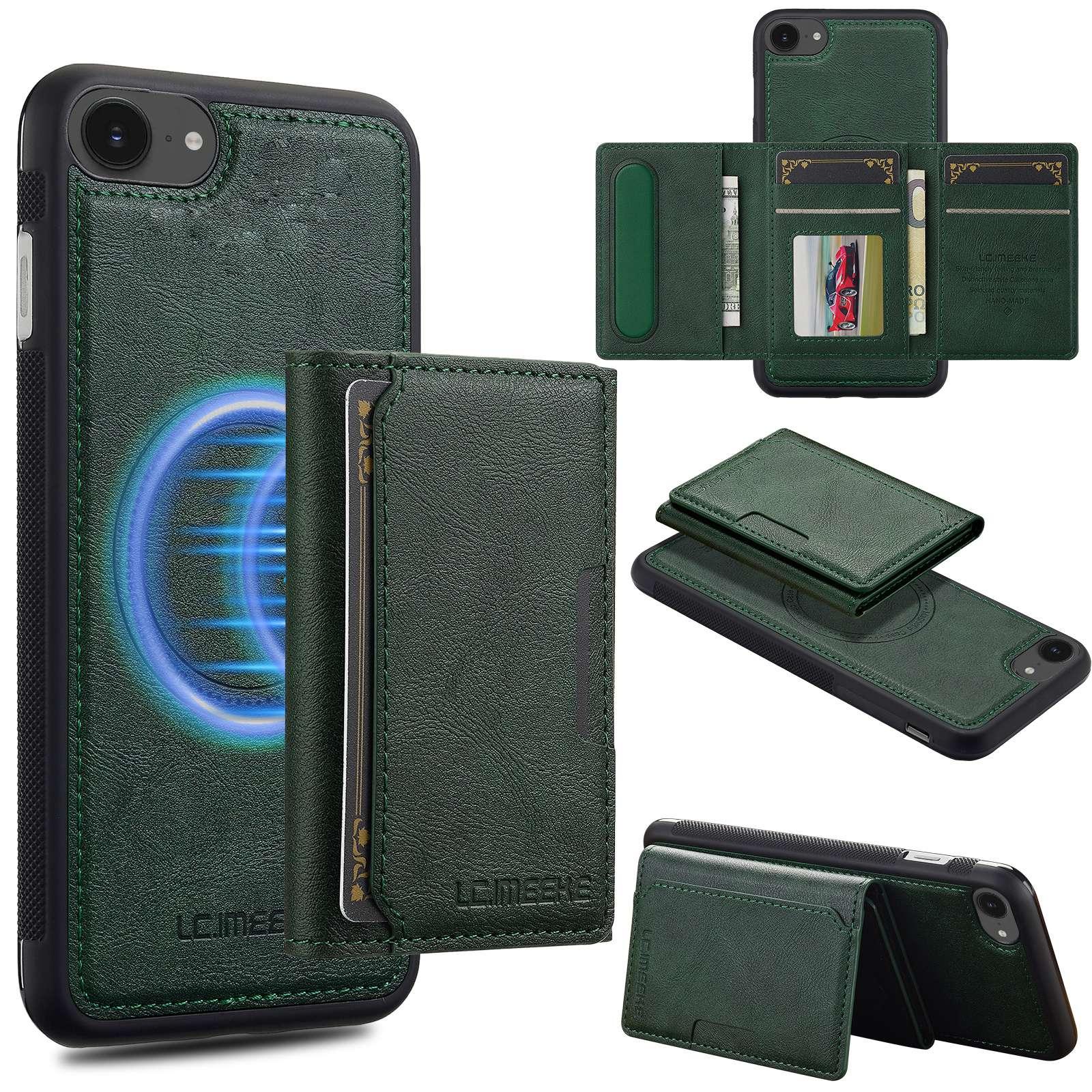 For iPhone 17e / 16e LC.IMEEKE L5 Series Detachable RFID Card Bag Magsafe Phone Case(Green) - Shopkiz.com