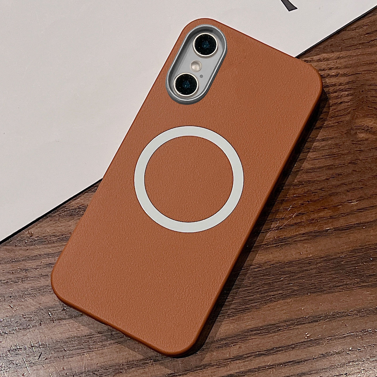 For iPhone X / XS Leather Texture Design MagSafe Full Coverage Phone Case(Brown) - Shopkiz.com