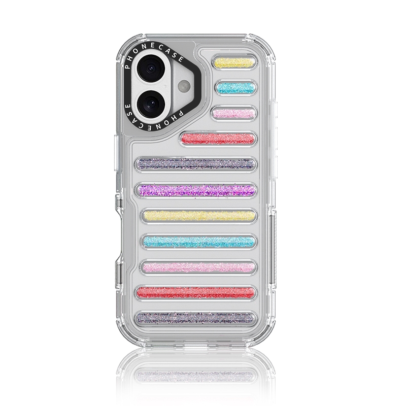 For iPhone 16 Capsule Glitter TPU Hybrid PC Airbag Phone Case(Mixed Color) - Shopkiz.com