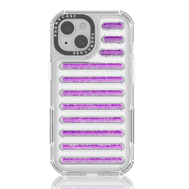 For iPhone 15 Capsule Glitter TPU Hybrid PC Airbag Phone Case(Purple) - Shopkiz.com