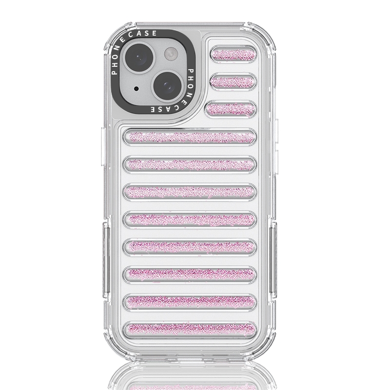 For iPhone 15 Capsule Glitter TPU Hybrid PC Airbag Phone Case(Pink) - Shopkiz.com